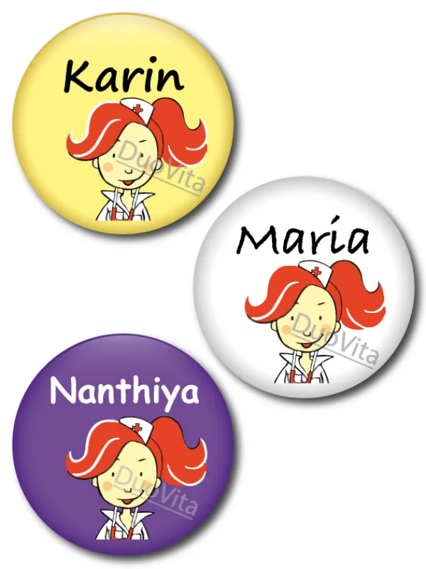 Hospitrix Button Verpleegster rood haar