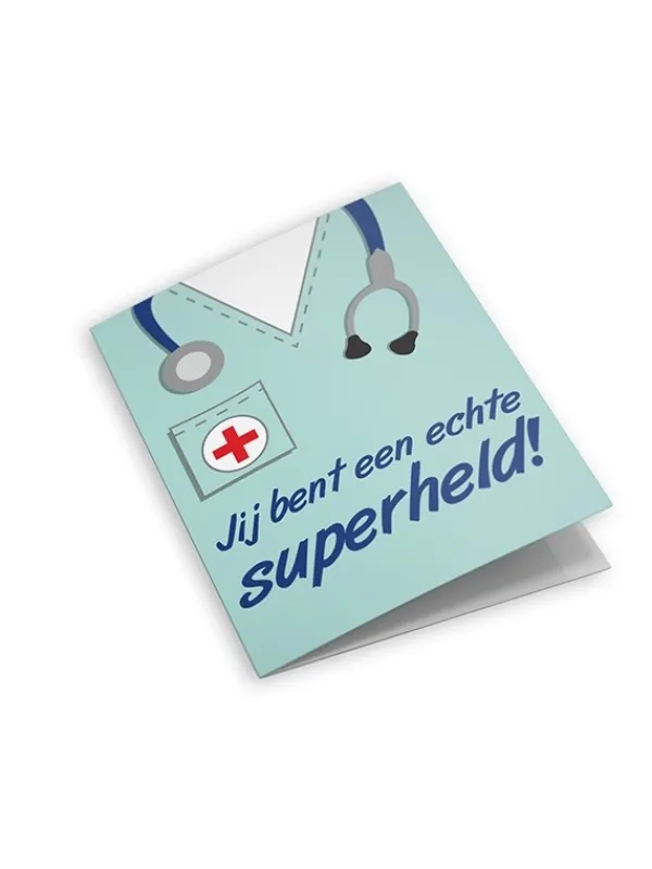 Hospitrix Dubbele wenskaart met envelop: jij bent een echte superheld